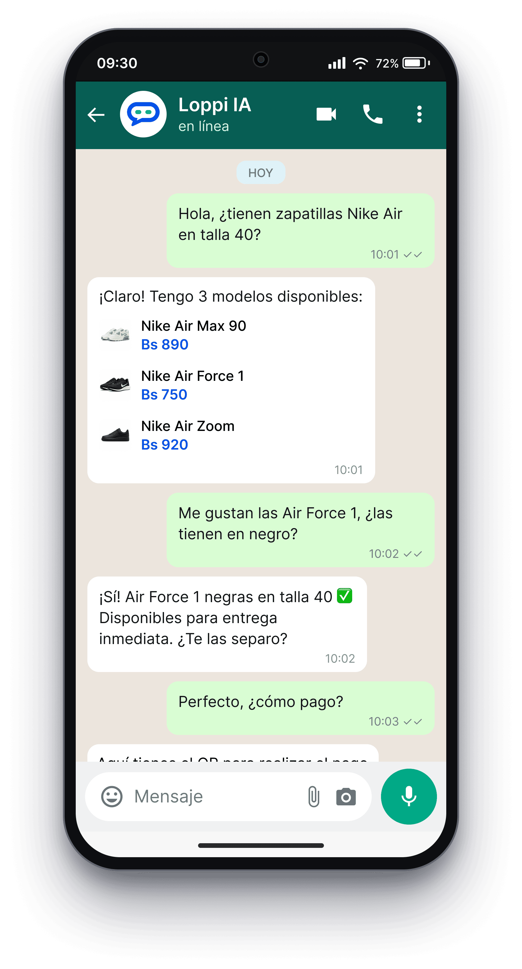 Demostración de Loppi IA en WhatsApp
